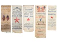 [CIVIL WAR] -- [GAR]. Group of 5 reunion ribbons and booklet, 28th New York Volunteers, the "Niagra Rifles."