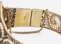 A 14K Yellow Gold, Seed Pearl, and Blue Zircon Bracelet