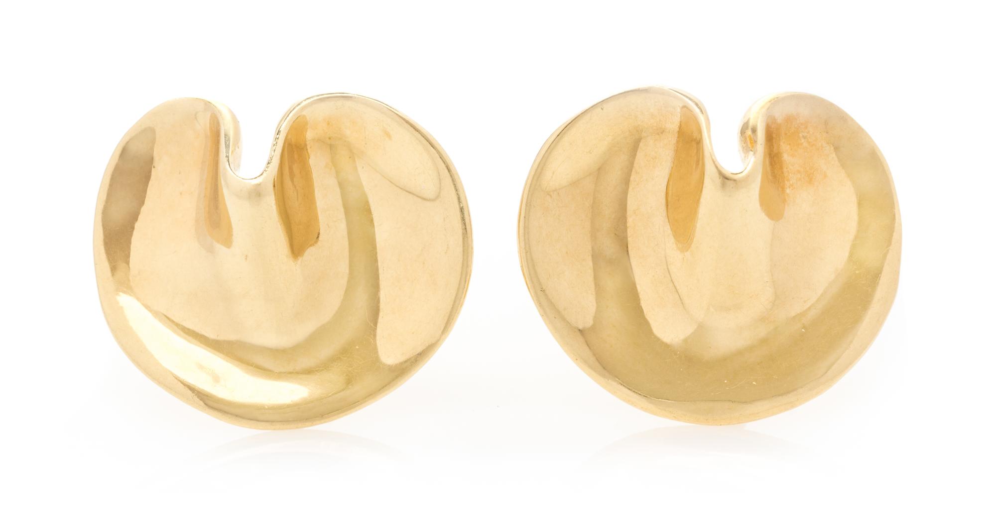 A Pair of 18 Karat Yellow Gold "Lily Pad" Earclips, Angela Cummings for Tiffany & Co., 9.40 dwts.