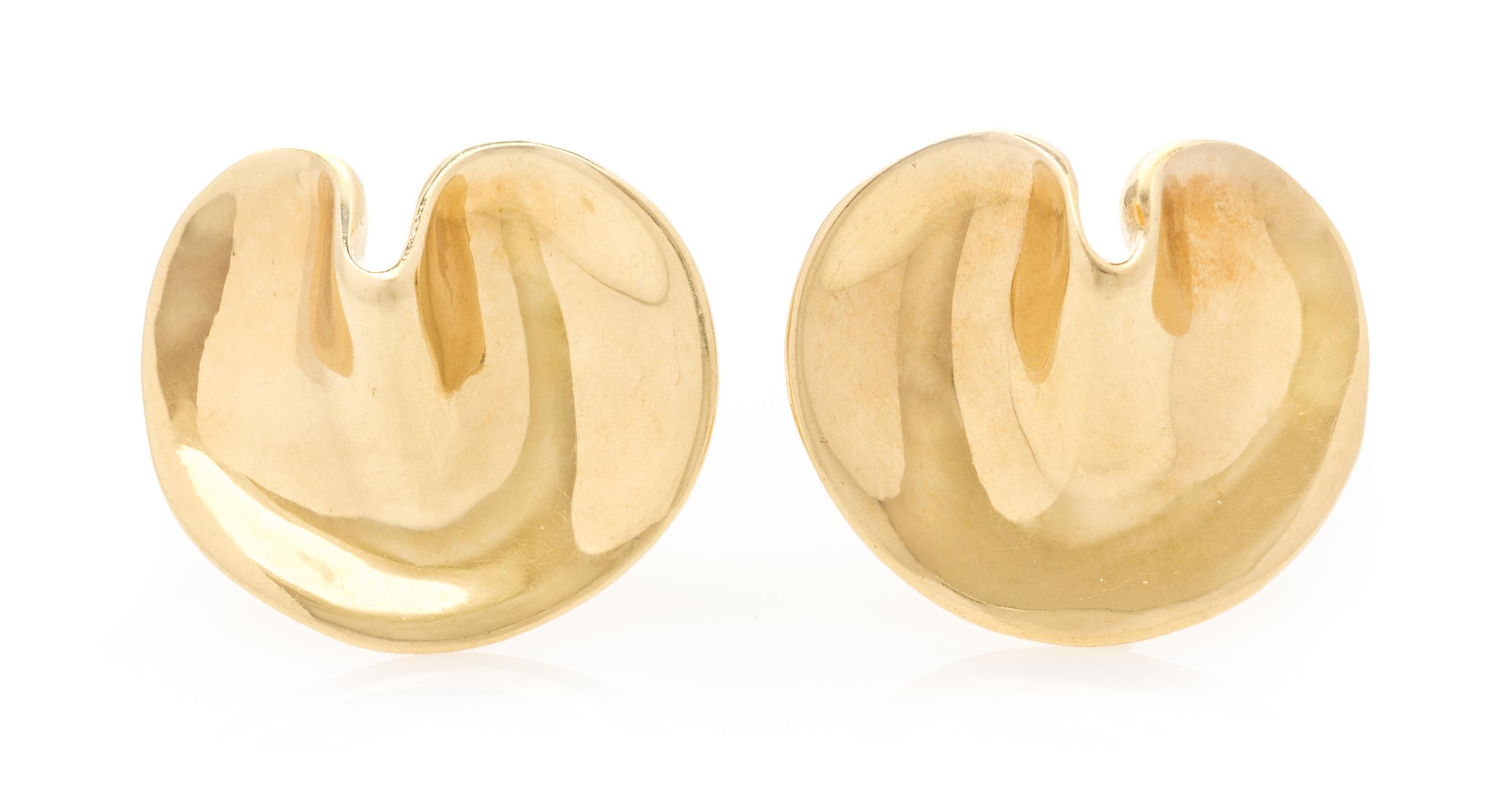 A Pair of 18 Karat Yellow Gold "Lily Pad" Earclips, Angela Cummings for Tiffany & Co., 9.40 dwts.
