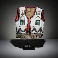 Sioux Child's Beaded Hide Vest, with American Flags