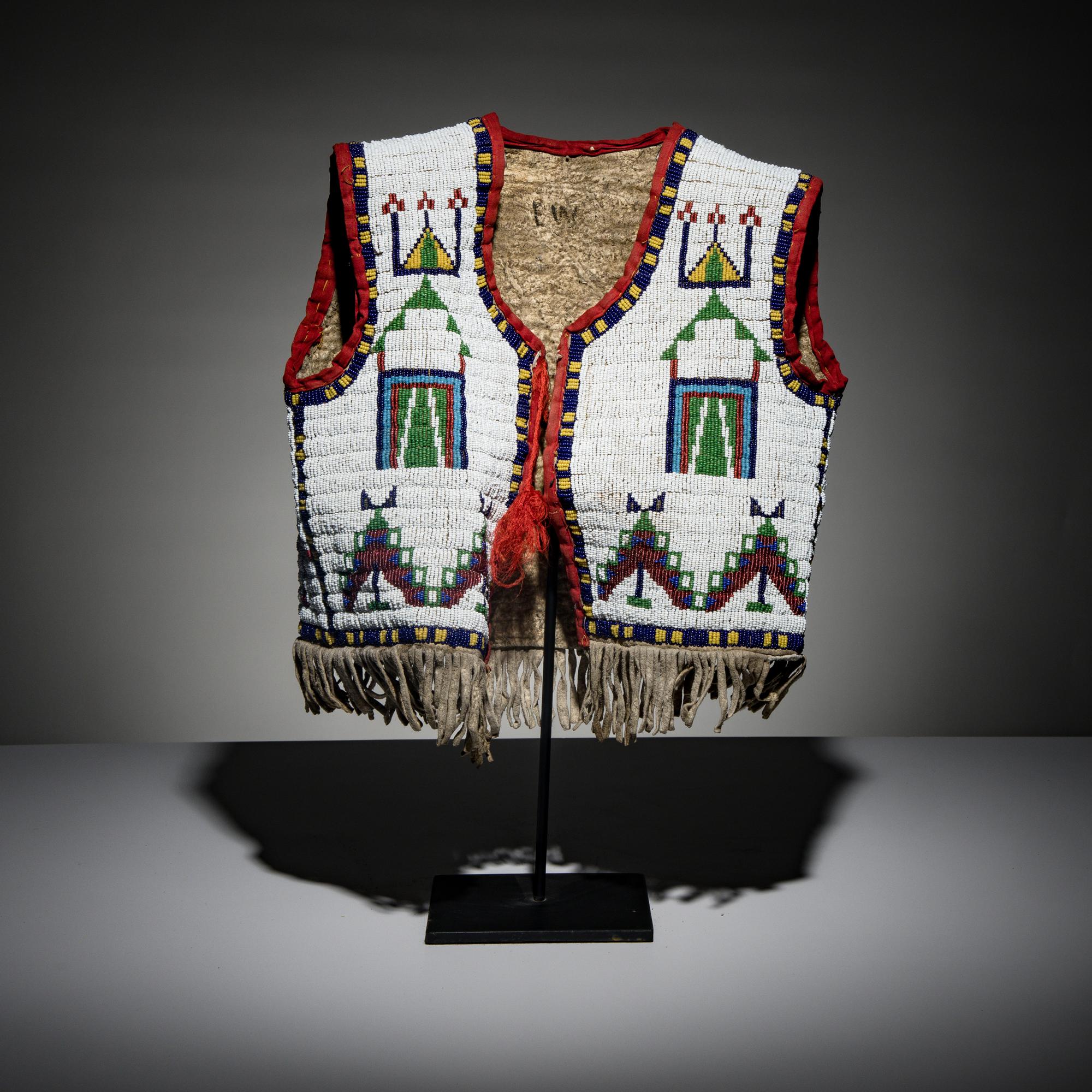 Sioux Child's Beaded Hide Vest, with American Flags