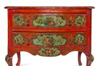 A Venetian Parcel Gilt and Polychrome Decorated Commode