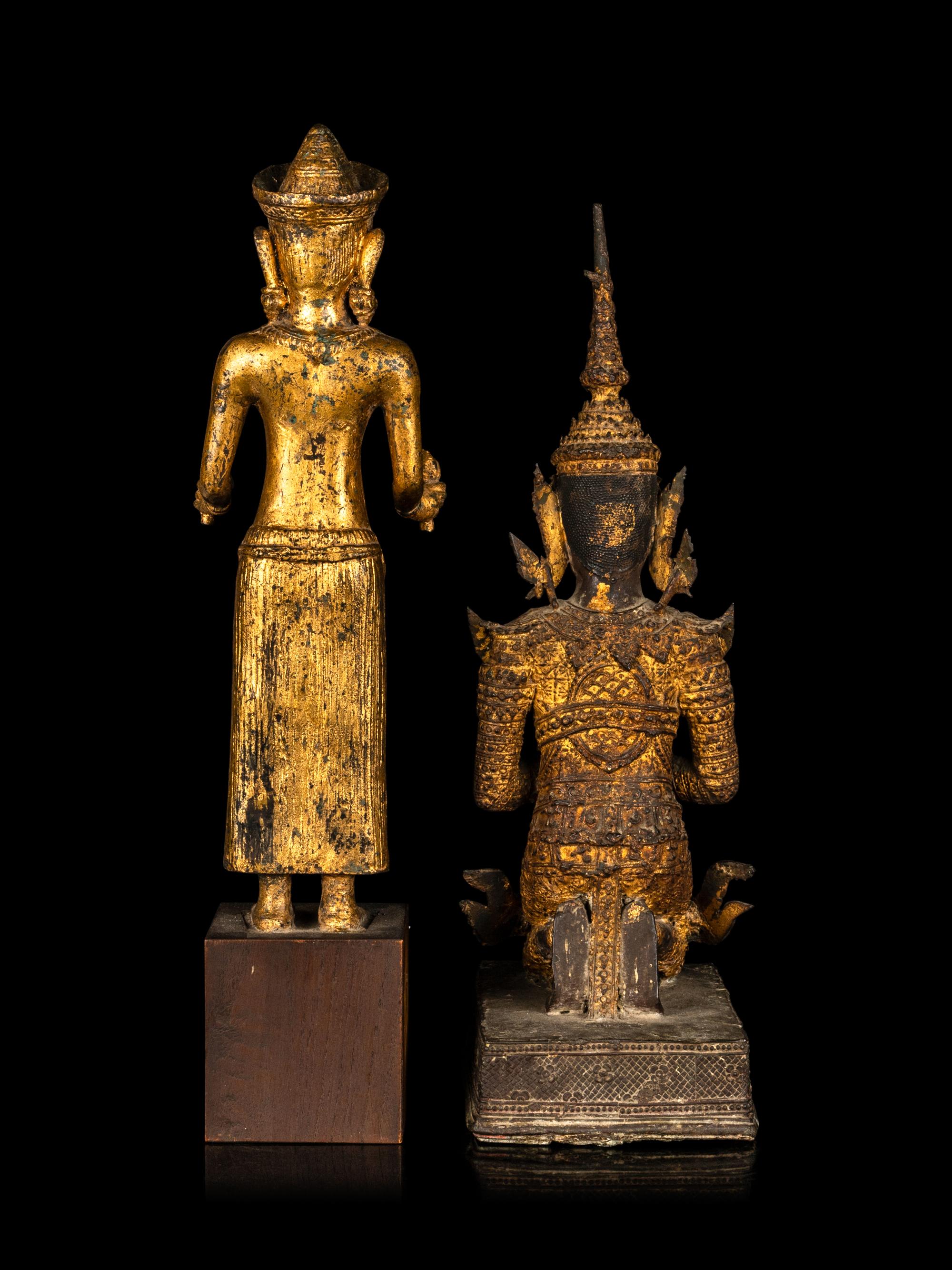 Two Southeast Asian Gilt Bronze Figures