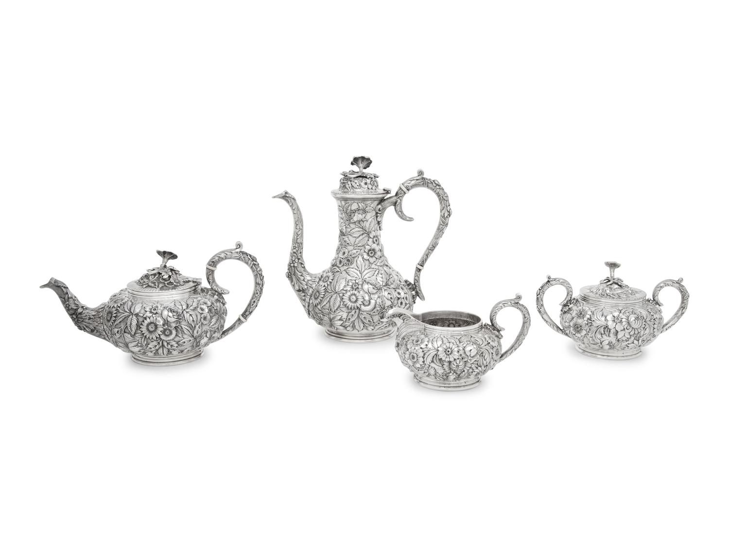 An S. Kirk and Son Silver Repousse Four-Piece Tea and Coffee Service