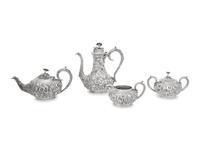 An S. Kirk and Son Silver Repousse Four-Piece Tea and Coffee Service