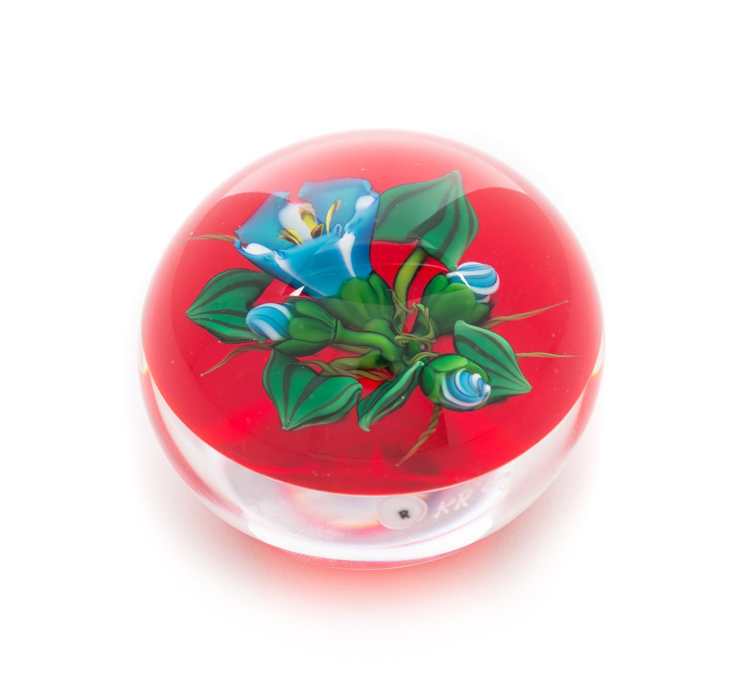 Ken Rosenfeld, (American), Morning Glory miniature paperweight, 1998