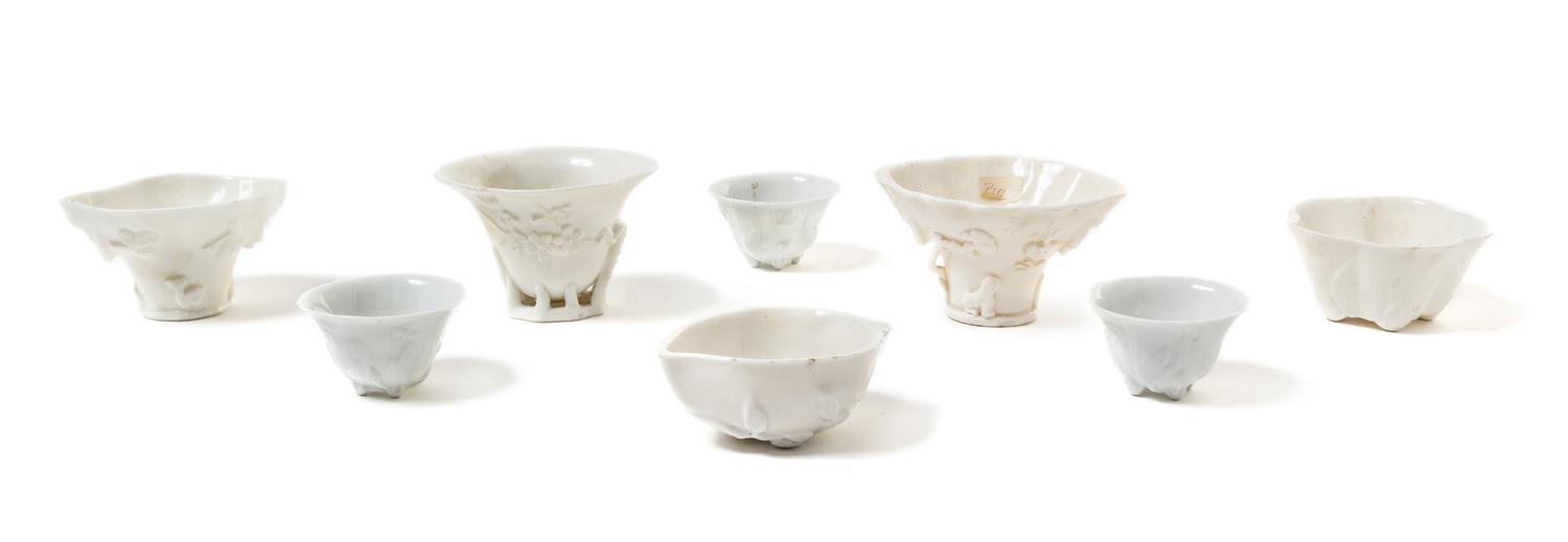 Eight Blanc-de-Chine Porcelain Wine and Libation Cups — QING DYNASTY
