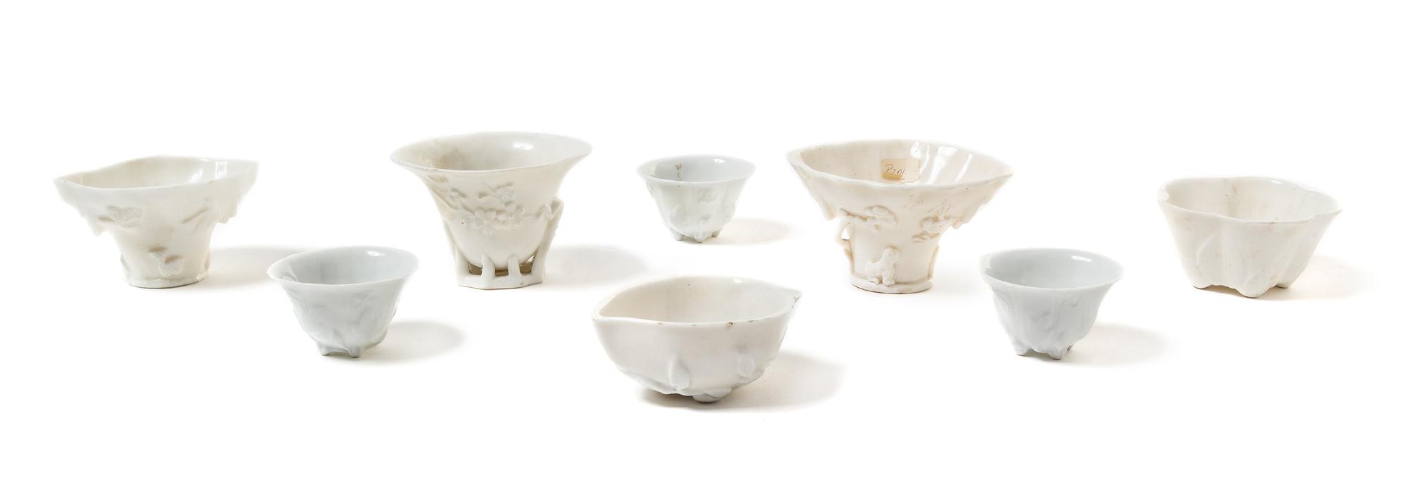Eight Blanc-de-Chine Porcelain Wine and Libation Cups — QING DYNASTY