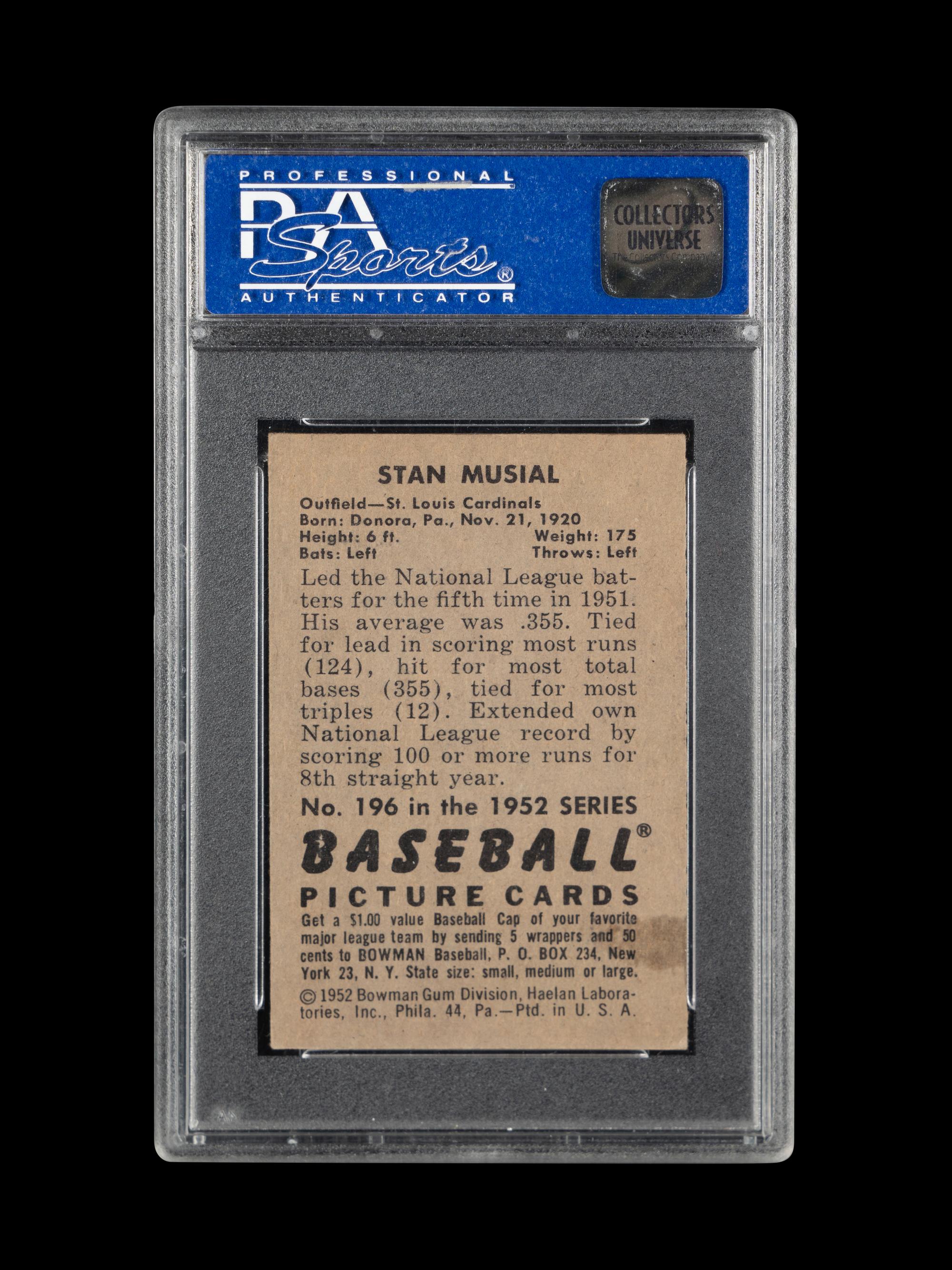 A 1952 Bowman Stan Musial Baseball Card No. 196 (PSA 5 EX)