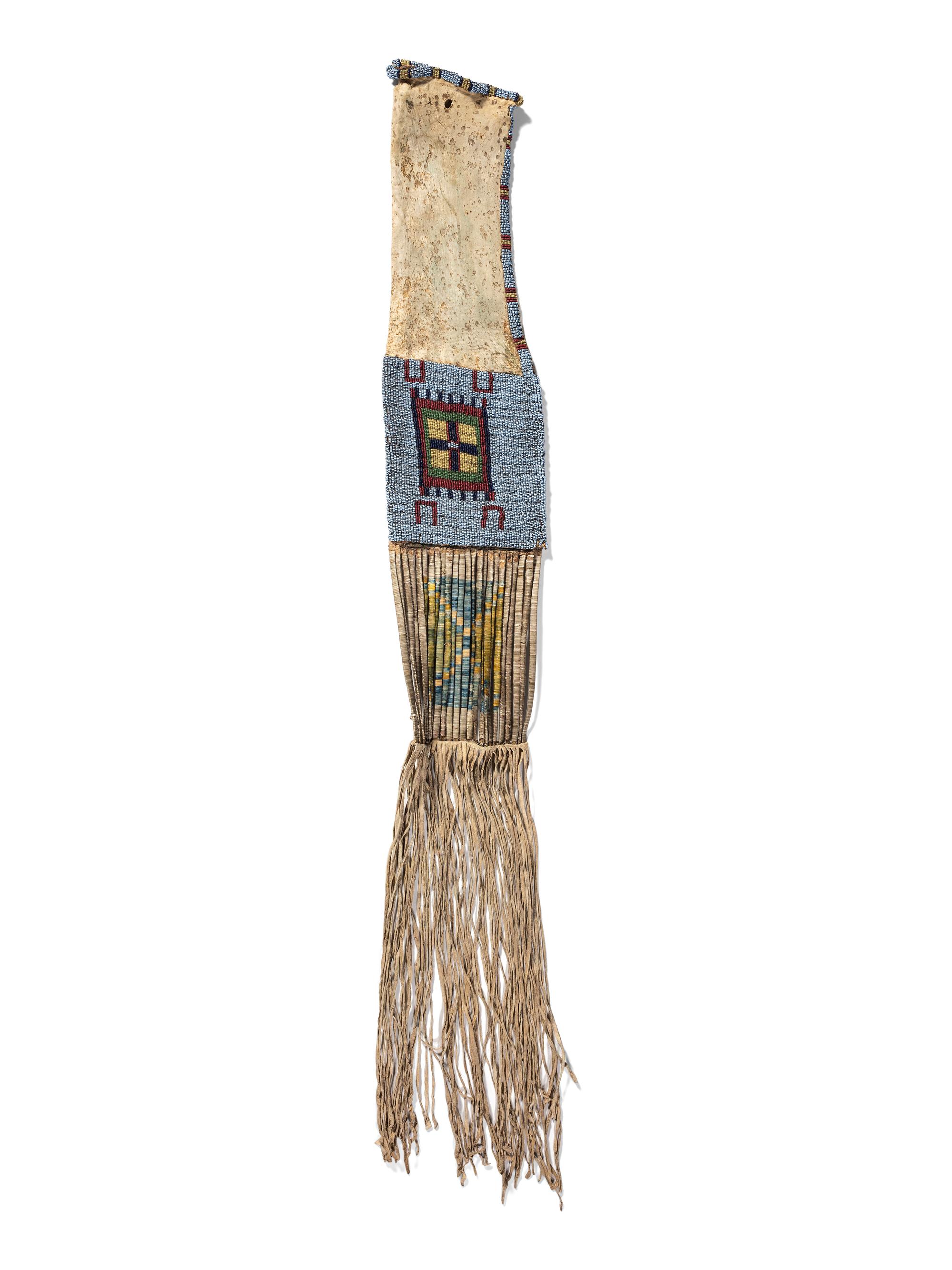 Sioux / Arapaho Beaded Hide Tobacco Bag, with Horse Tracks