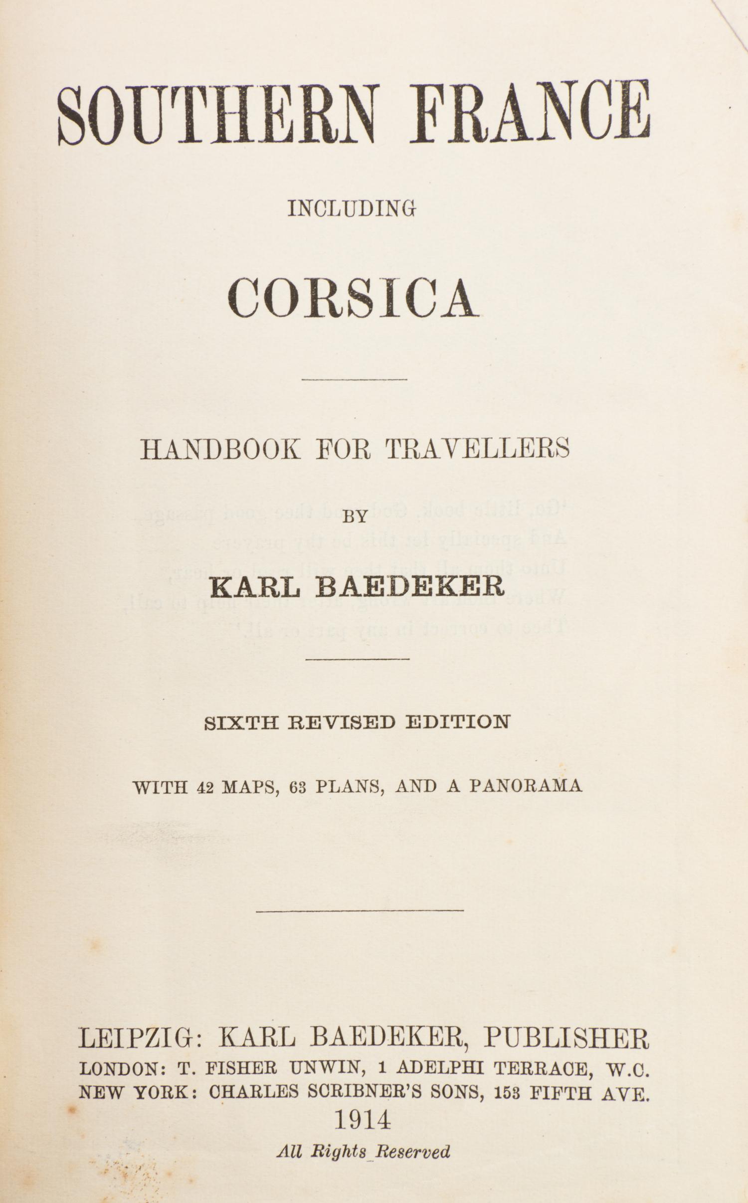 (TRAVEL GUIDES) Nine early 20th-century travel guides, including six by Karl Baedeker and three others.