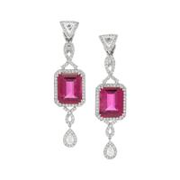 RUBELLITE AND DIAMOND EARRINGS