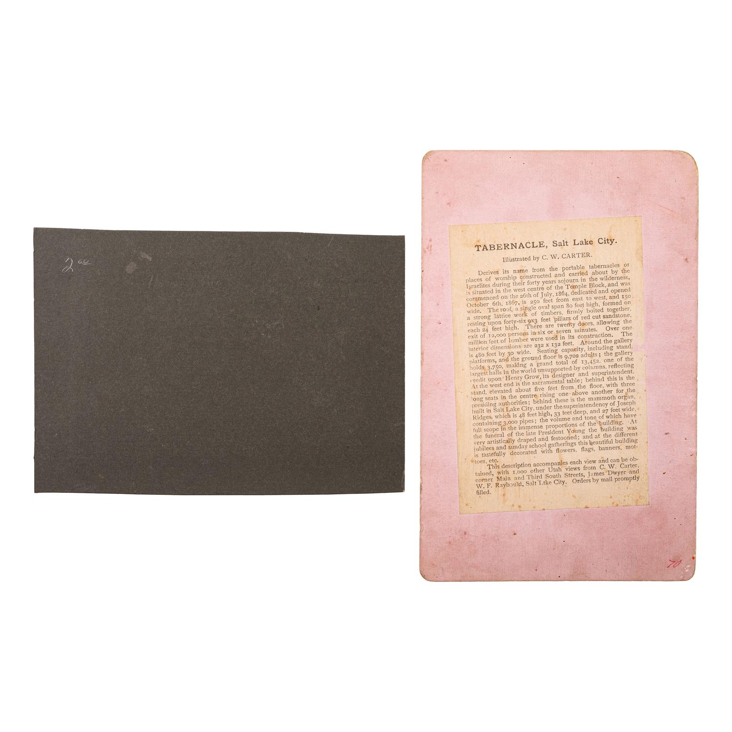 [WESTERN AMERICANA]. A group of stereoviews, albumens, and silver gelatin photographs taken in North Dakota, South Dakota, Montana, Wyoming, and Utah, with Mormon interest, comprising: