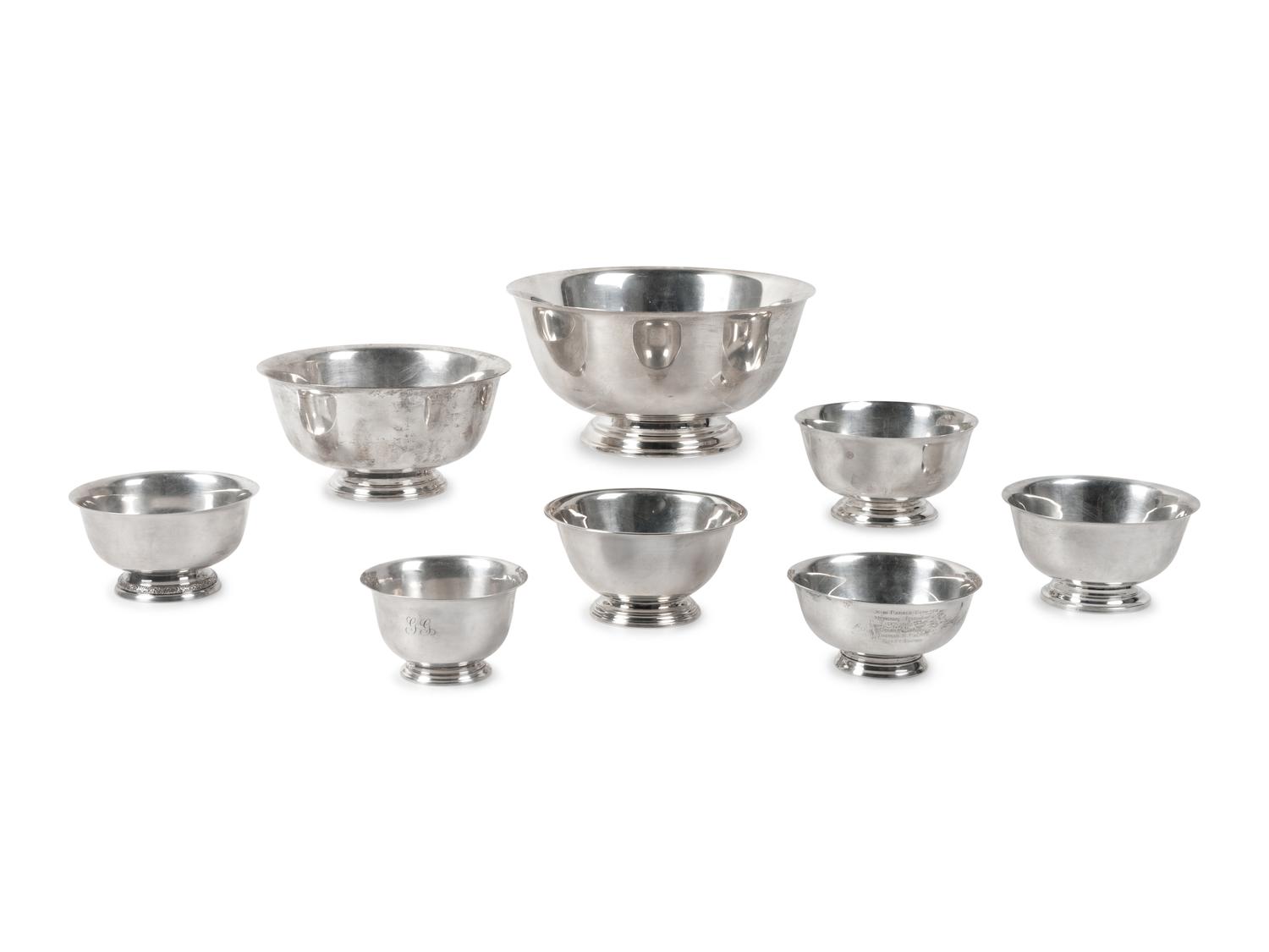A Group of 8 American Silver Bowls