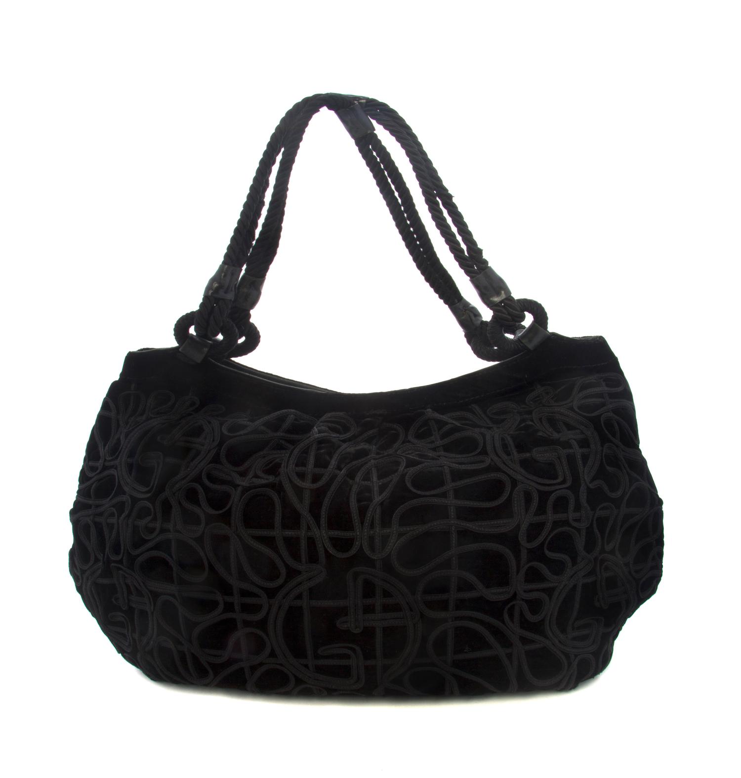 A Giorgio Armani Black Velvet Large Evening Bag, 18 x 10 x 3 inches.
