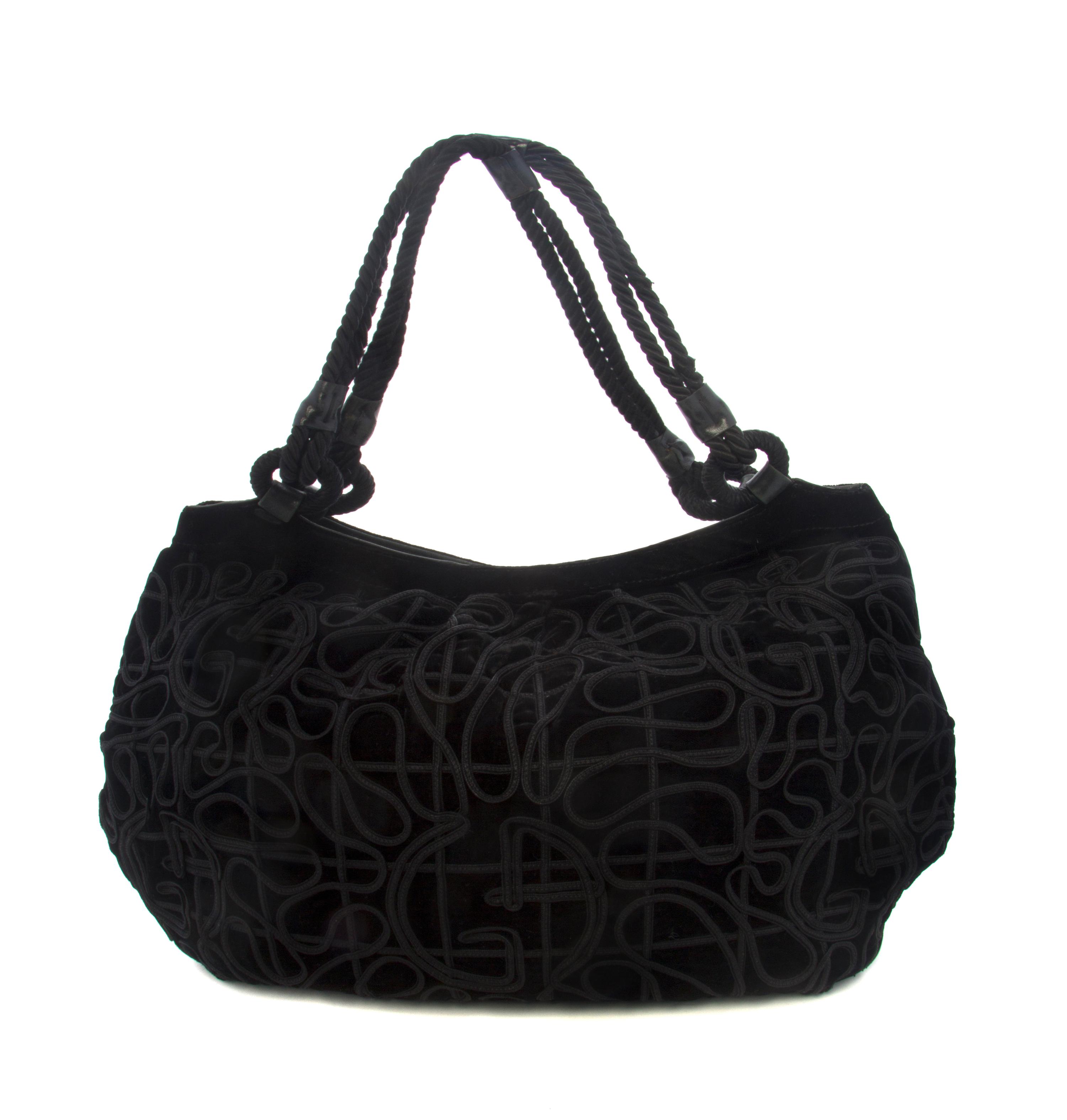 A Giorgio Armani Black Velvet Large Evening Bag, 18 x 10 x 3 inches.