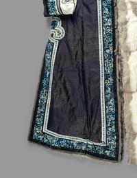 A Chinese Fur-Lined Embroidered Silk Lady's Surcoat