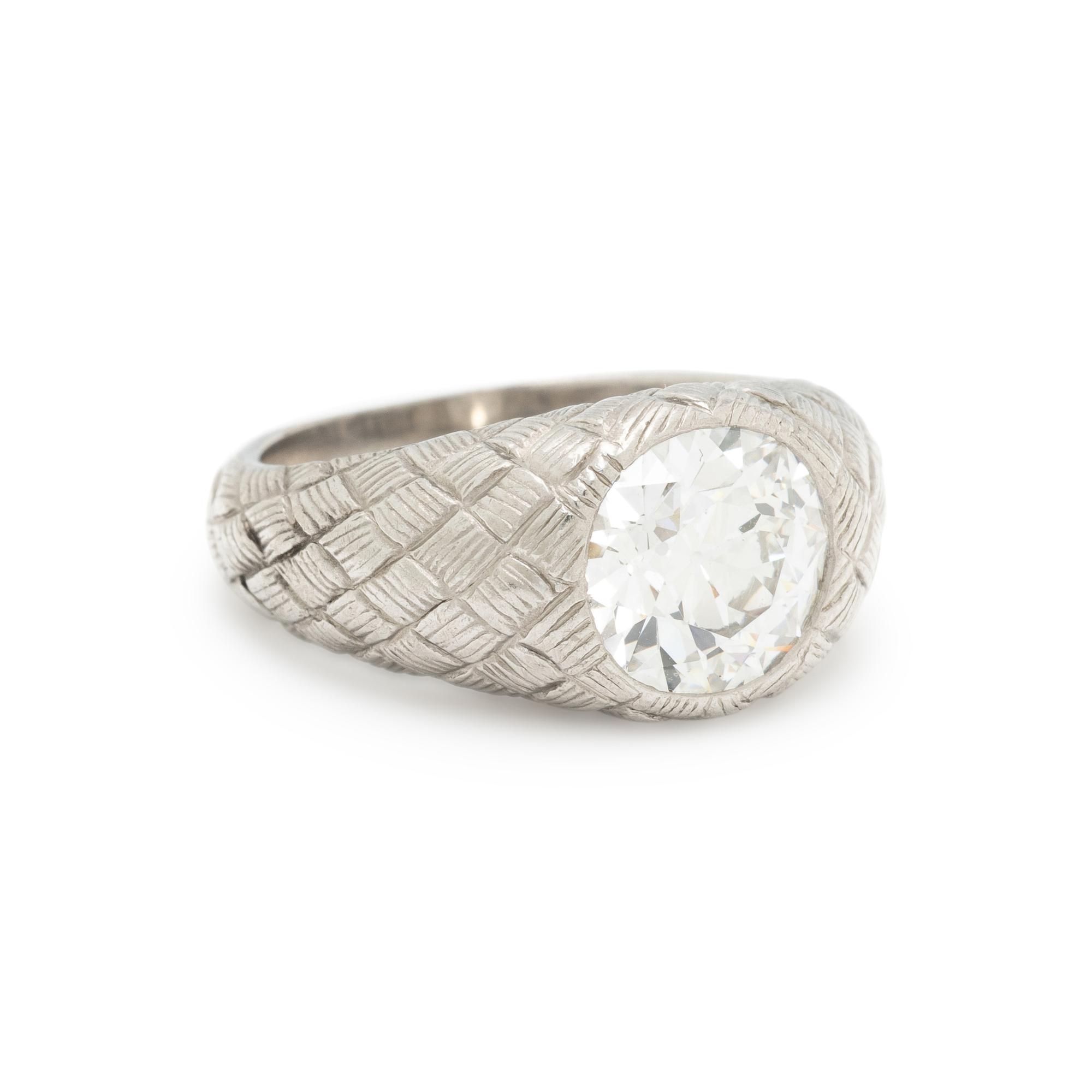 TRANSITIONAL CUT DIAMOND AND PLATINUM RING
