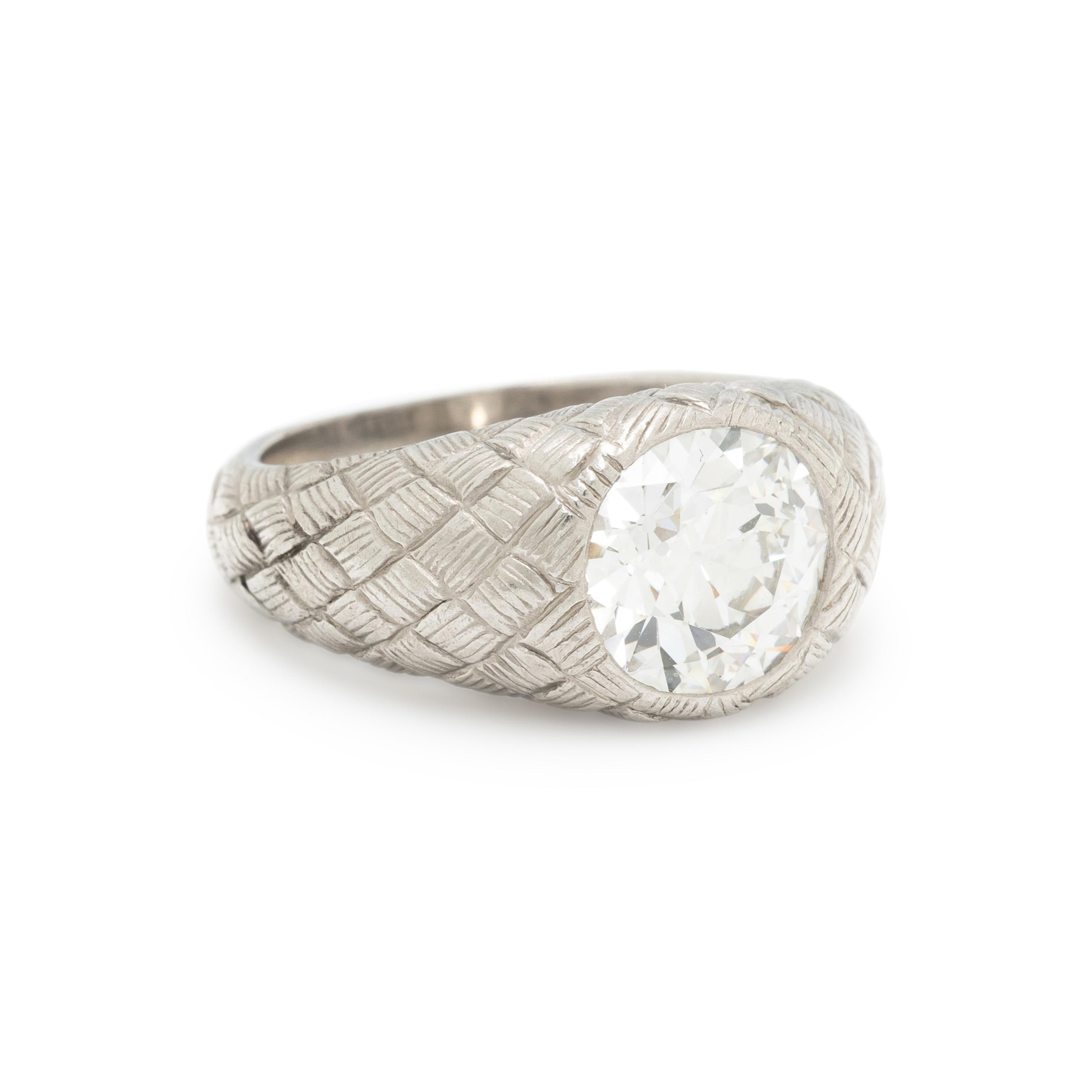 TRANSITIONAL CUT DIAMOND AND PLATINUM RING