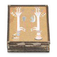 Tinwork Box, with Talking God and Water Sprinkler Painting