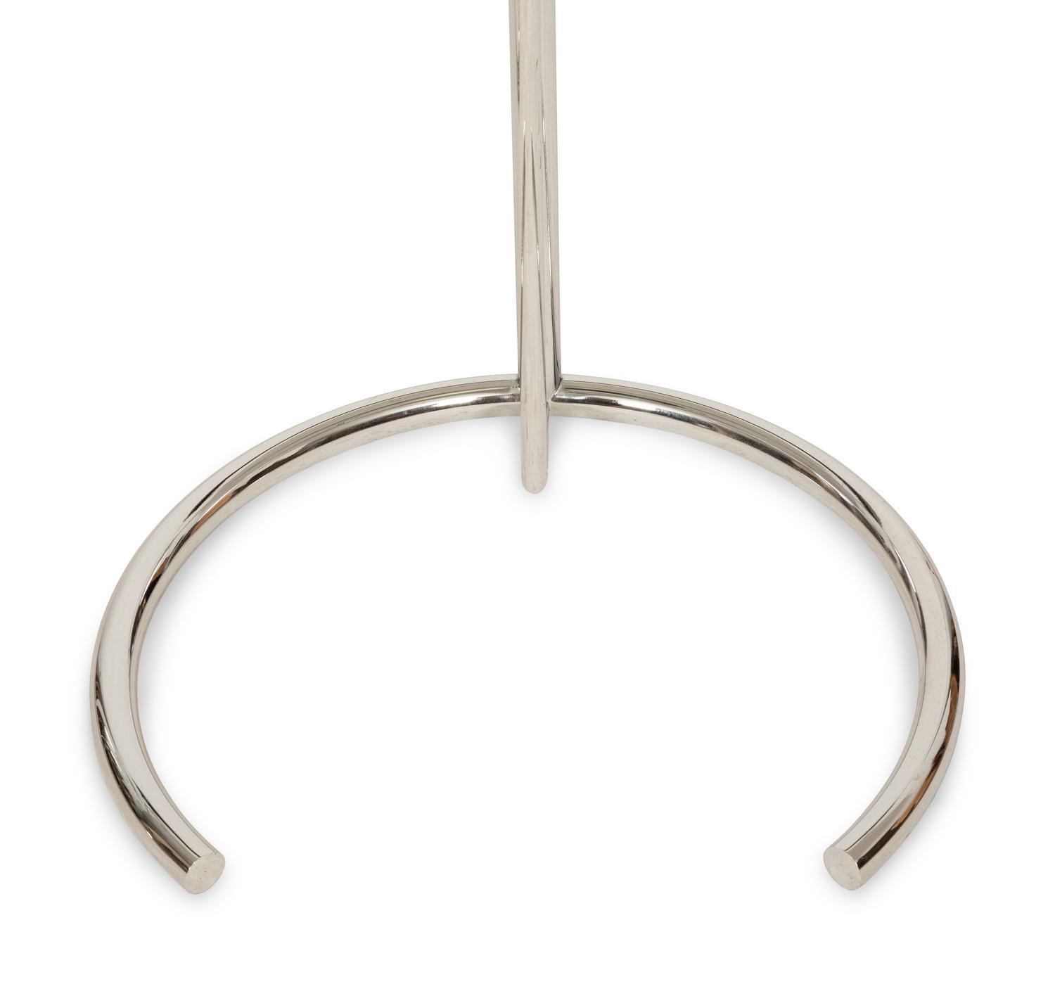 A Pair of Chrome and Glass Adjustble Side Tables