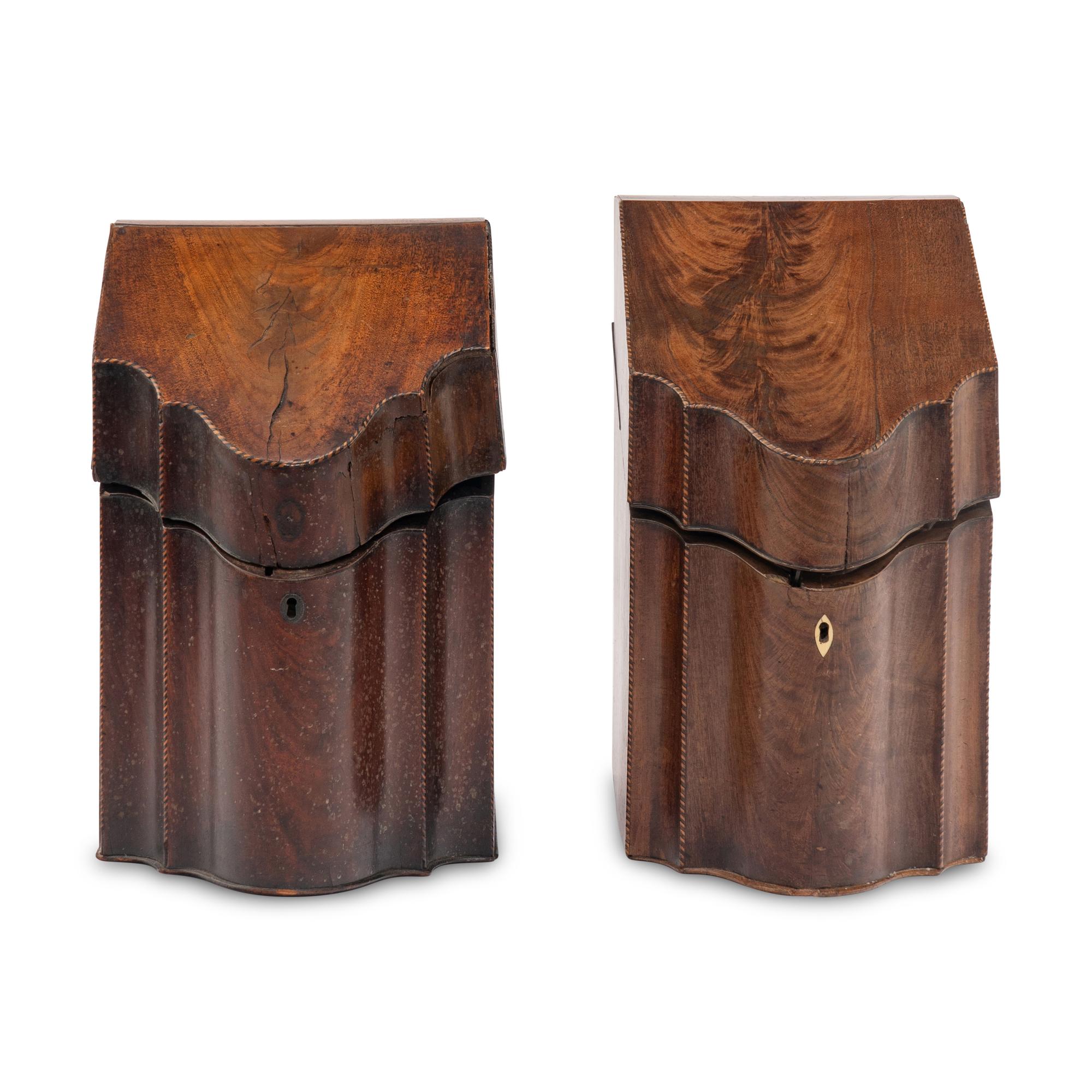 A Near Pair of George III Cutlery Boxes