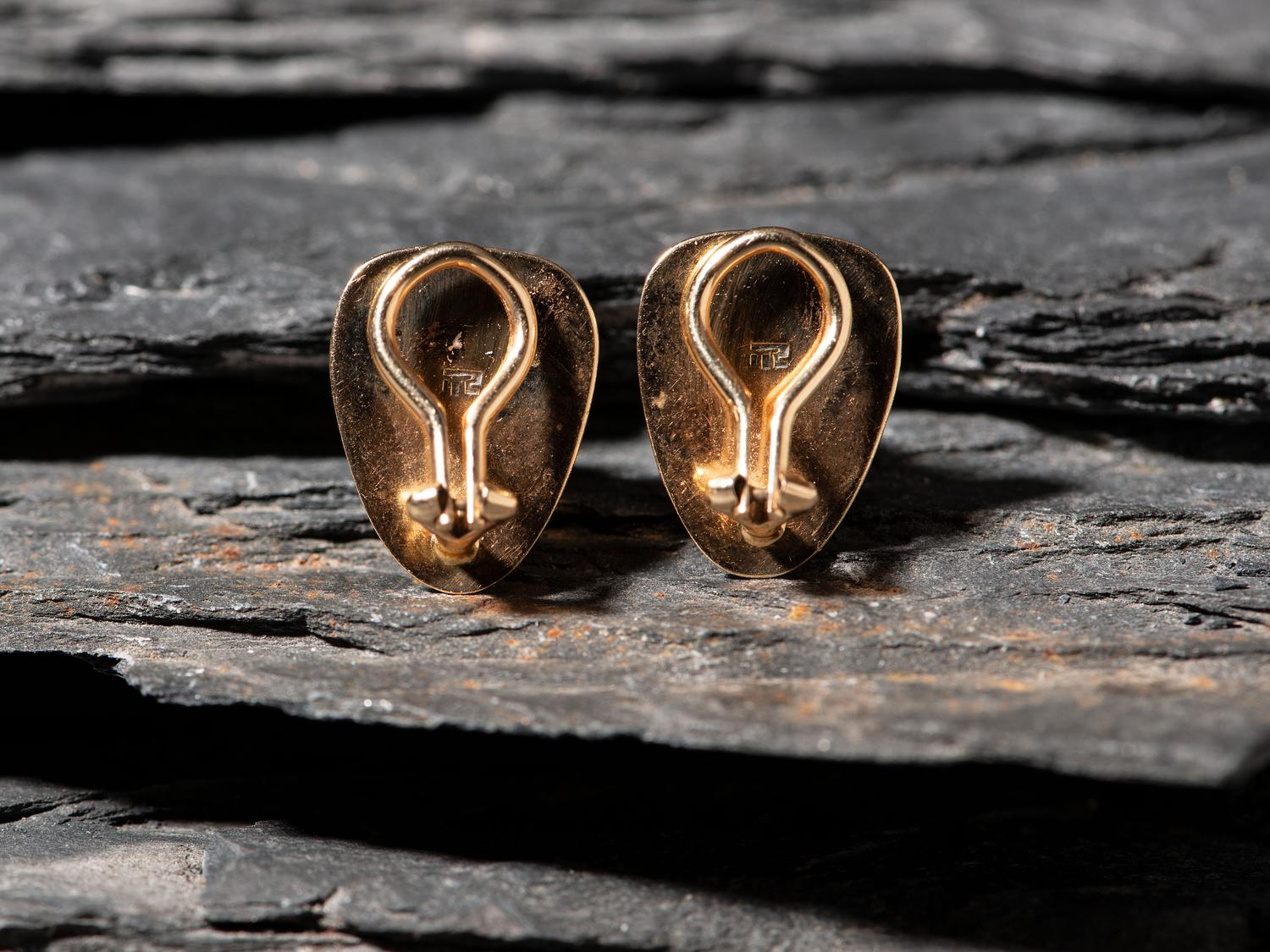 18K Gold and Malachite Clip Earrings