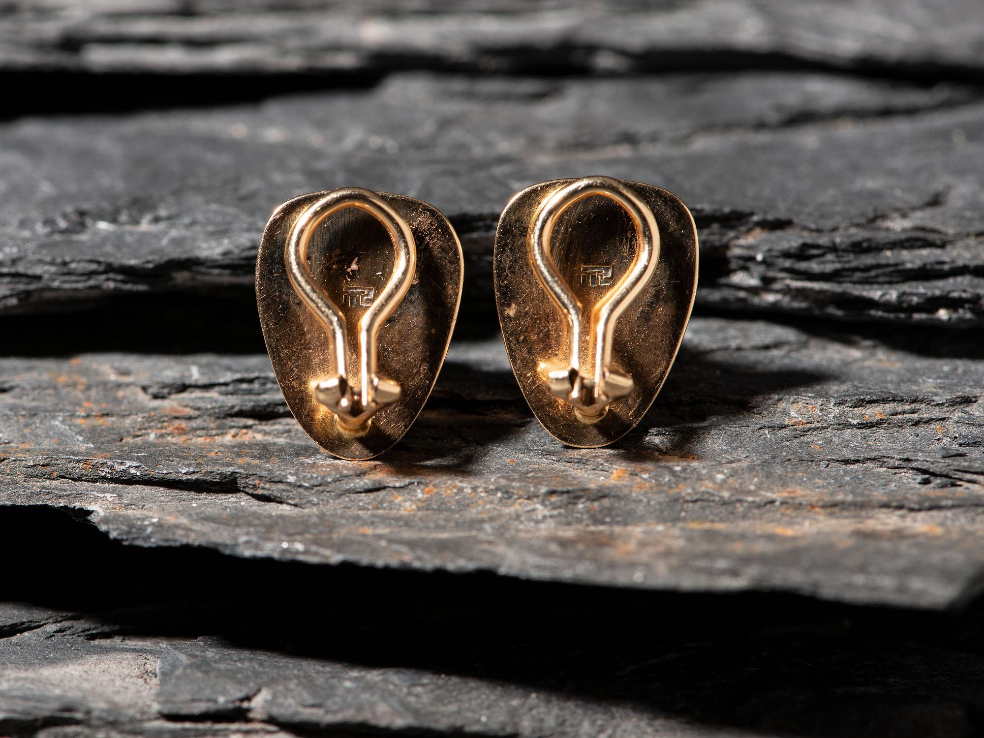 18K Gold and Malachite Clip Earrings
