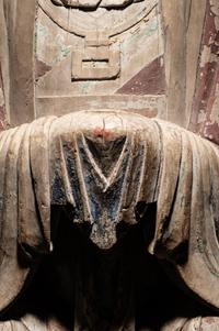 Two Large Carved Wood Figures of Seated Daoist Immortals