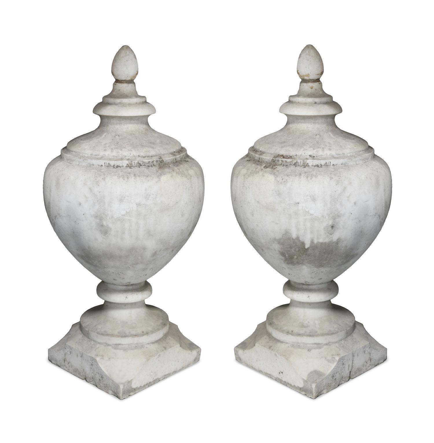 A Pair of Marble Garden Urns