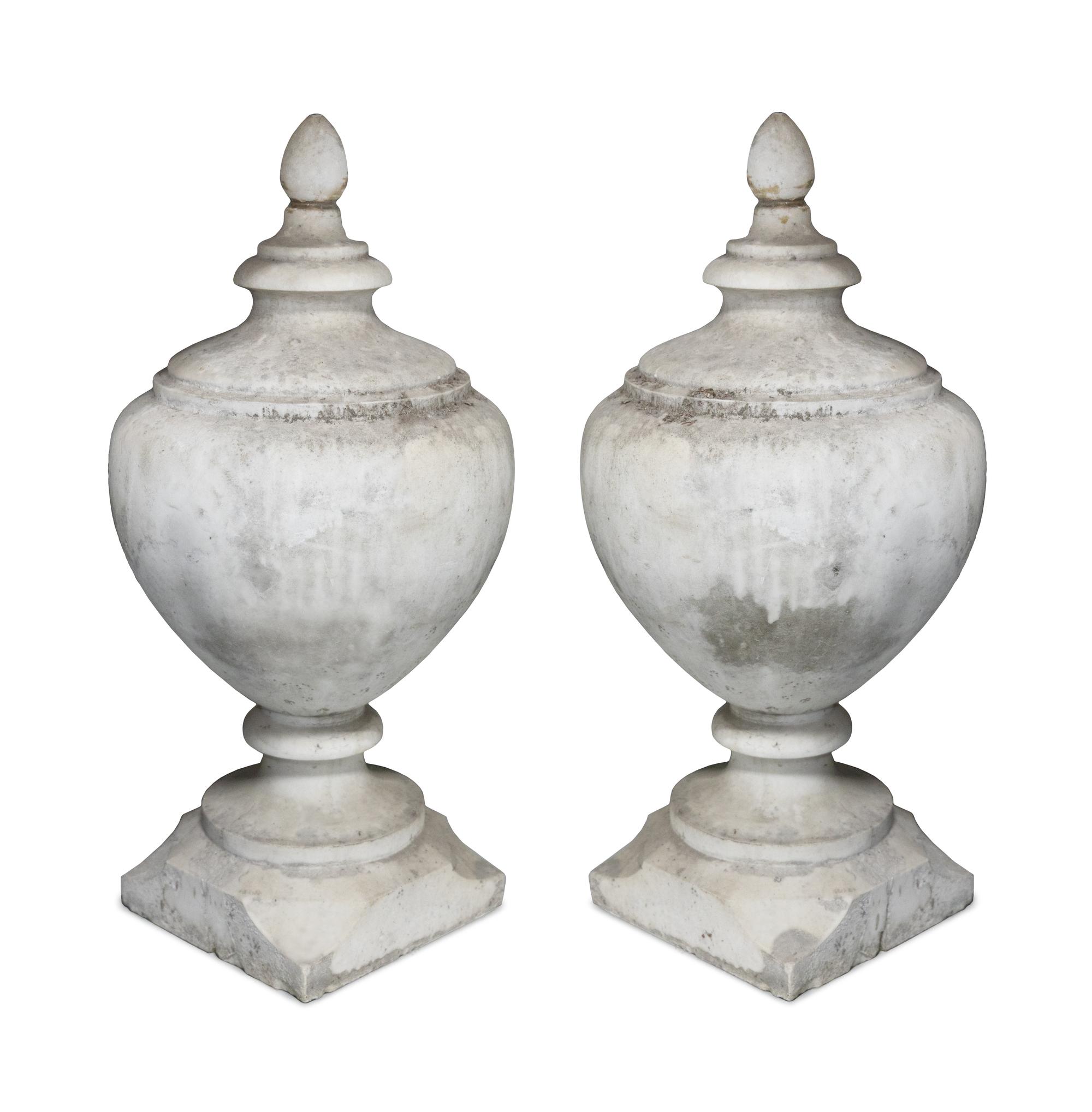 A Pair of Marble Garden Urns