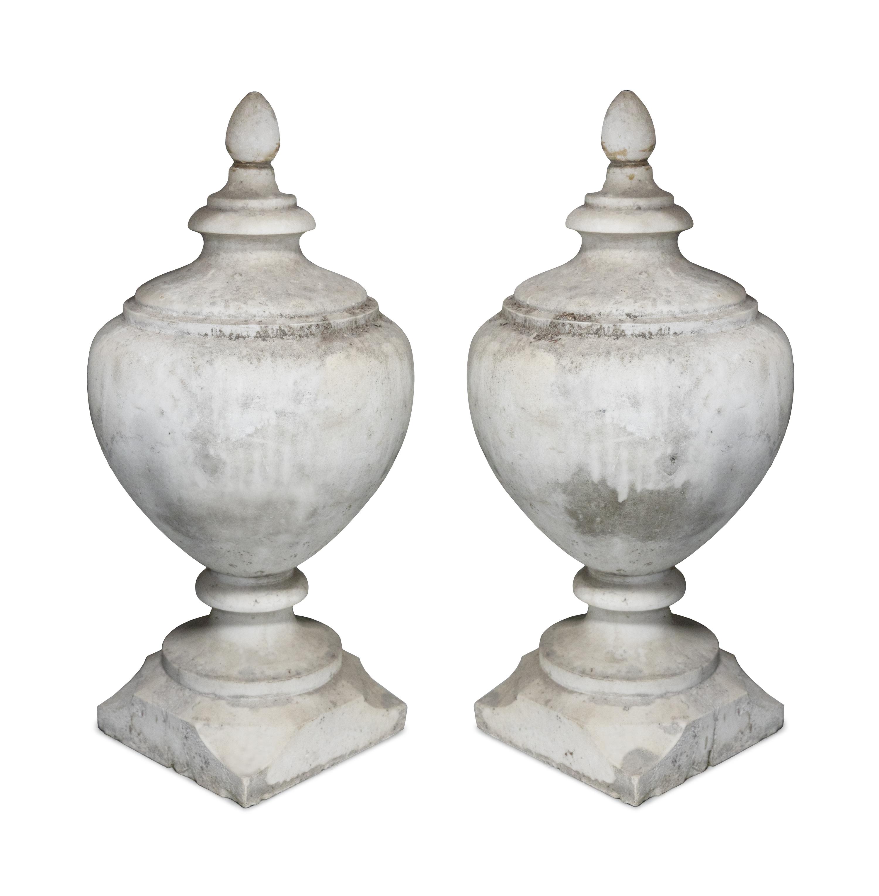 A Pair of Marble Garden Urns