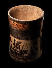 A Maya Polychrome Cylinder Vessel