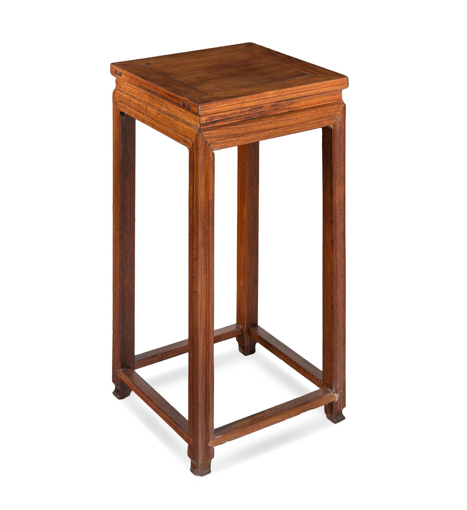 A Chinese Mixed Woods Square Stand, Fangji, Qing Dynasty 清 硬木方几