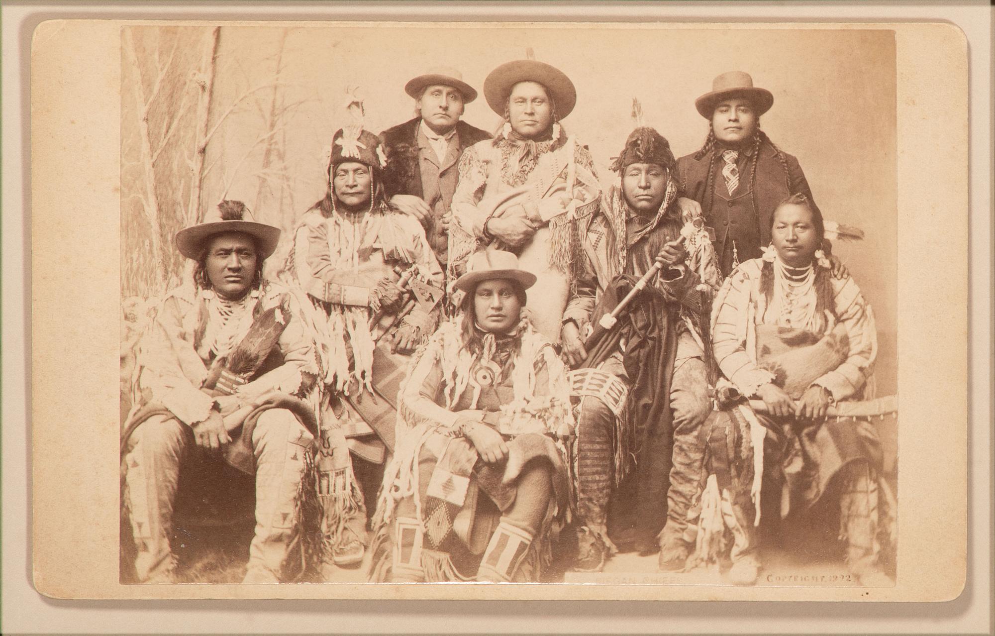 CHOATE, John N. (1848-1902), photographer. Boudoir card featuring a group of Piegan Chiefs. Carlisle, PA, 1892.