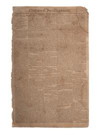 [WAR OF 1812]. National Intelligencer. Vol. XVI, No. 2243. Washington, 7 February 1815.