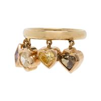 YELLOW GOLD AND COLORED DIAMOND CHARM RING