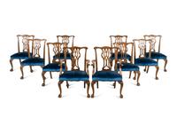 A Set of Ten George III Style Carved Mahogany Dining Chairs
