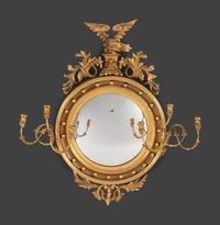 A Federal Giltwood Bull's Eye Six-Light Girandole Looking Glass