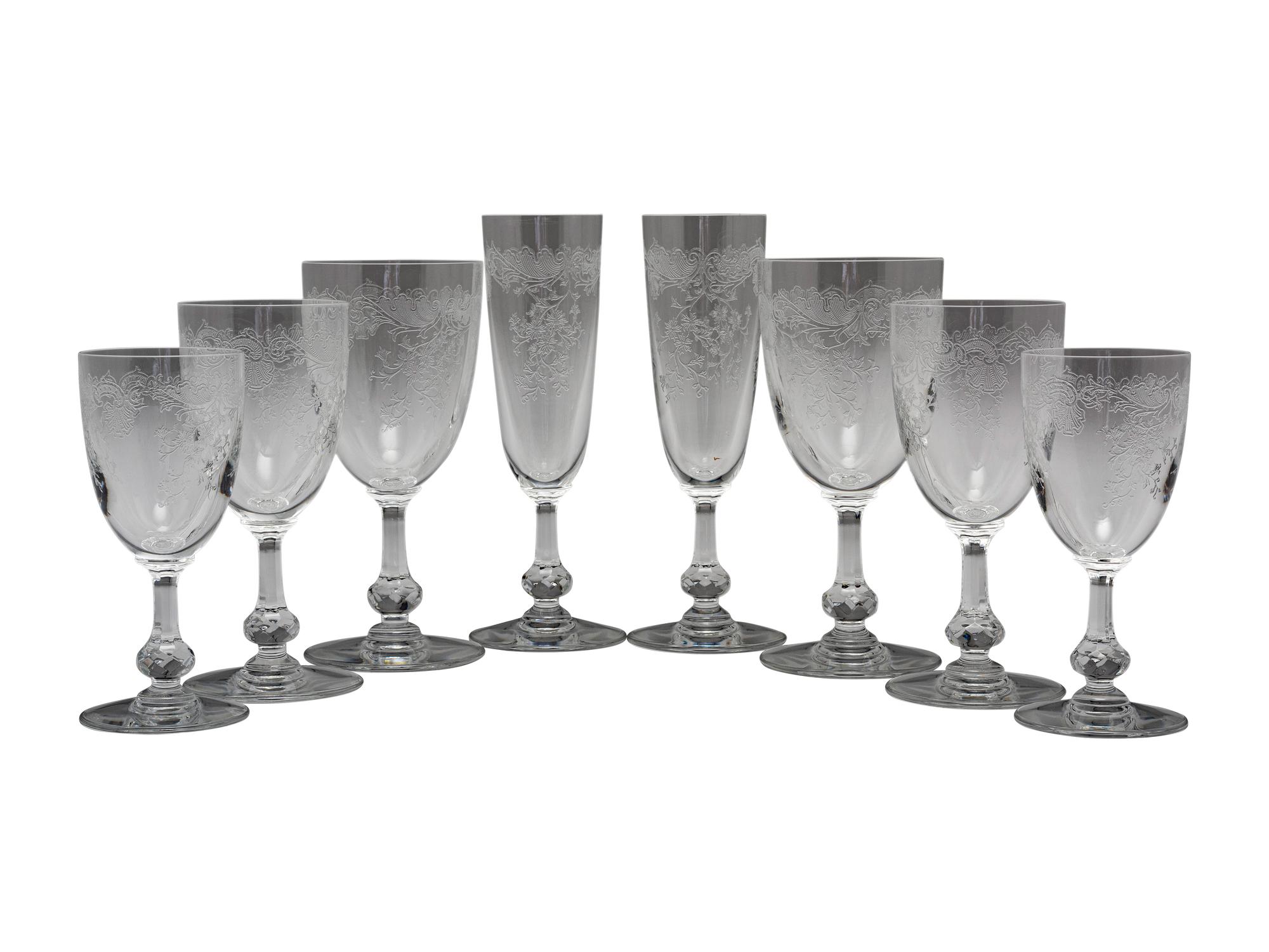 Forty-Five Pieces of St Louis Glass Stemware