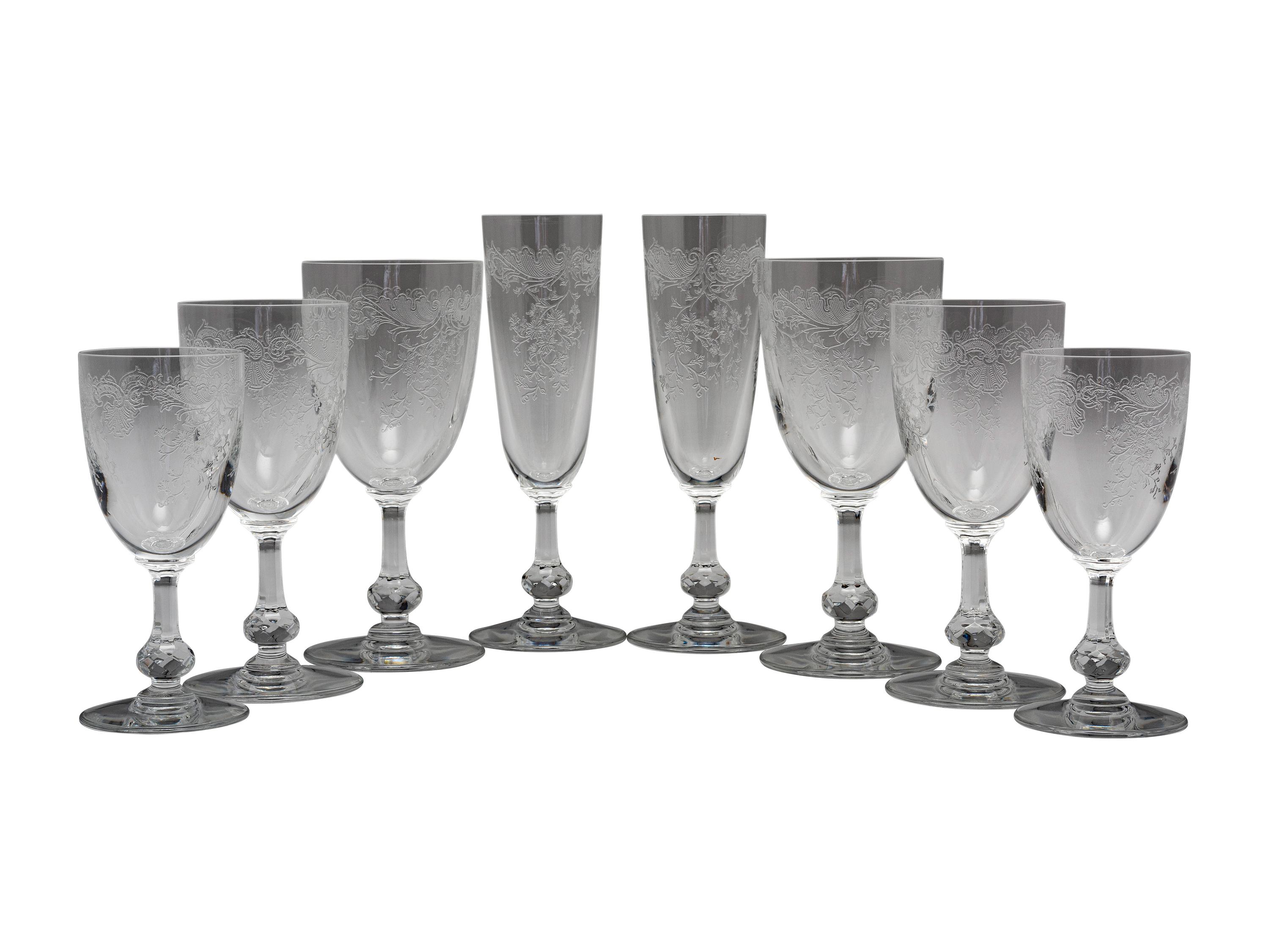Forty-Five Pieces of St Louis Glass Stemware