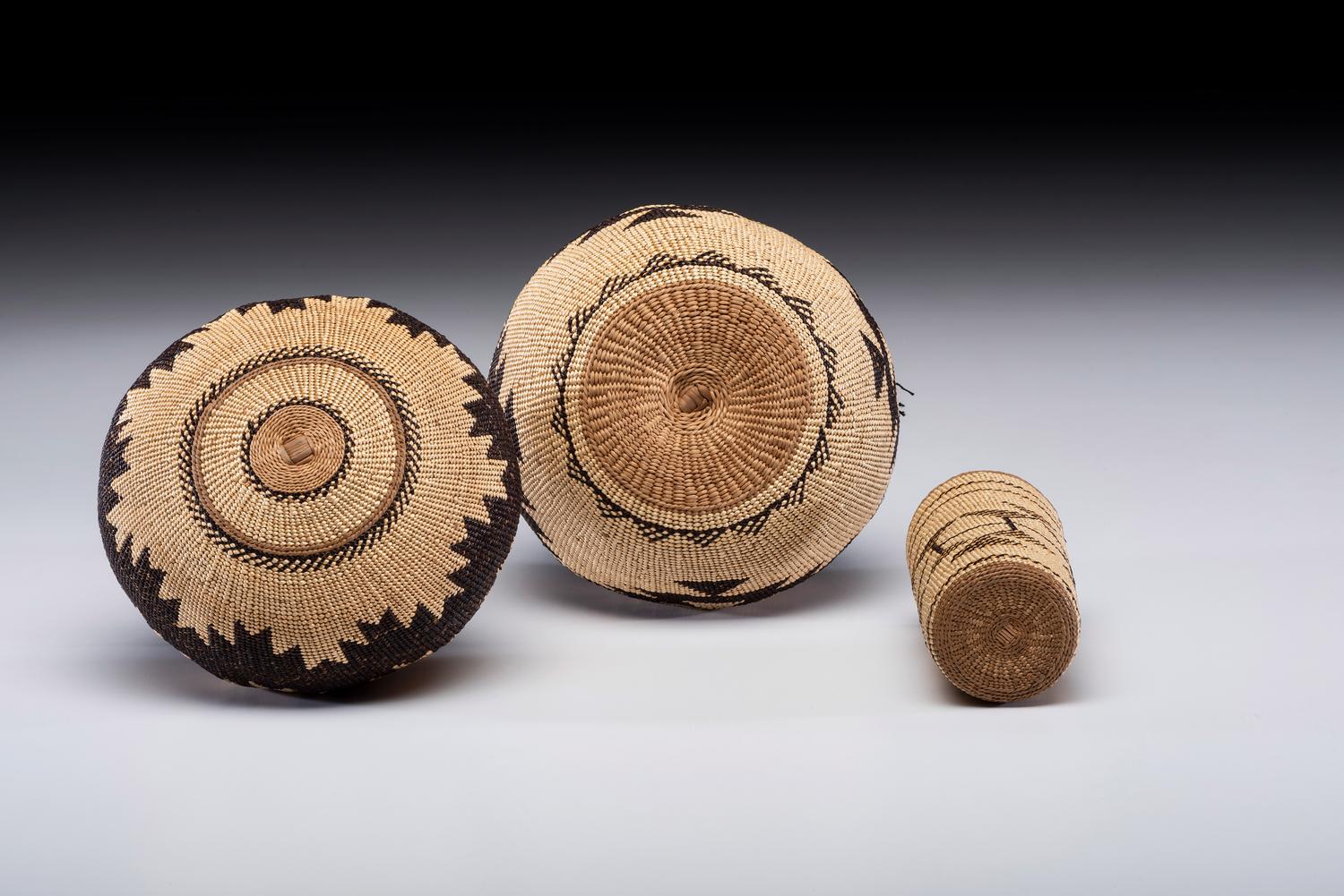 Basketry Bowls and Covered Bottle