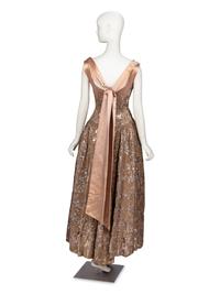 Norman Hartnell, Sequined Velvet & Silk Gown, 1950's