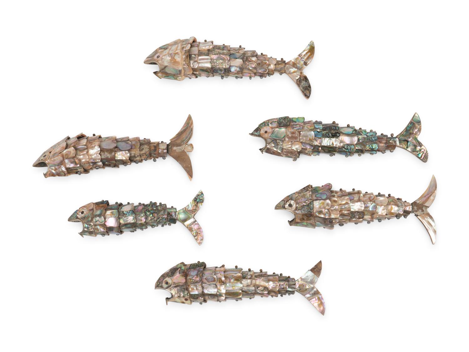 Six Abalone Veneered Reticulated Fish