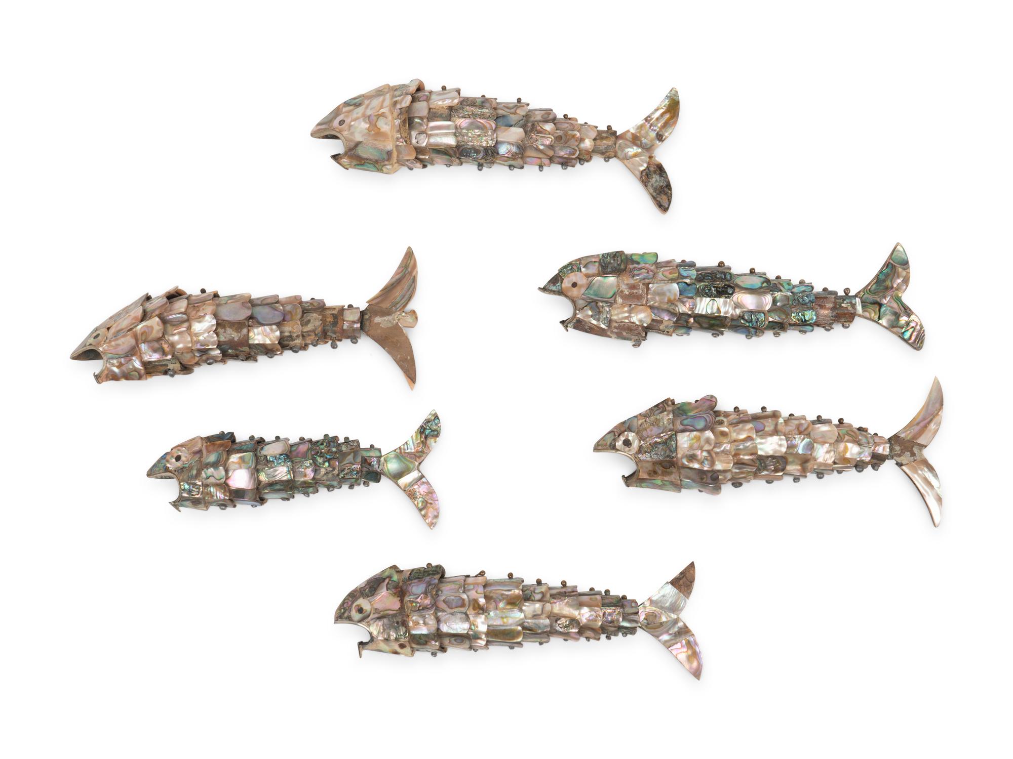 Six Abalone Veneered Reticulated Fish