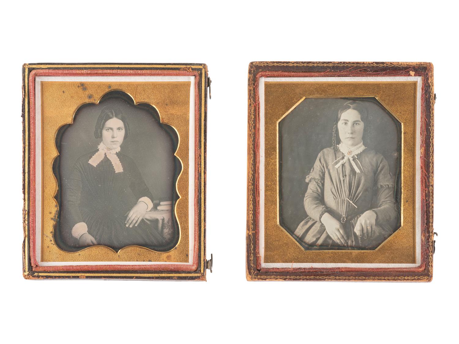 [EARLY PHOTOGRAPHY]. 18 sixth plate daguerreotypes of women with books, incl. one by BOGARDUS, NY.