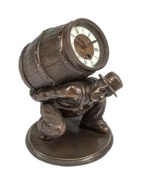A Patinated Bronze Figural Clock Height 9 inches. — 20TH CENTURY