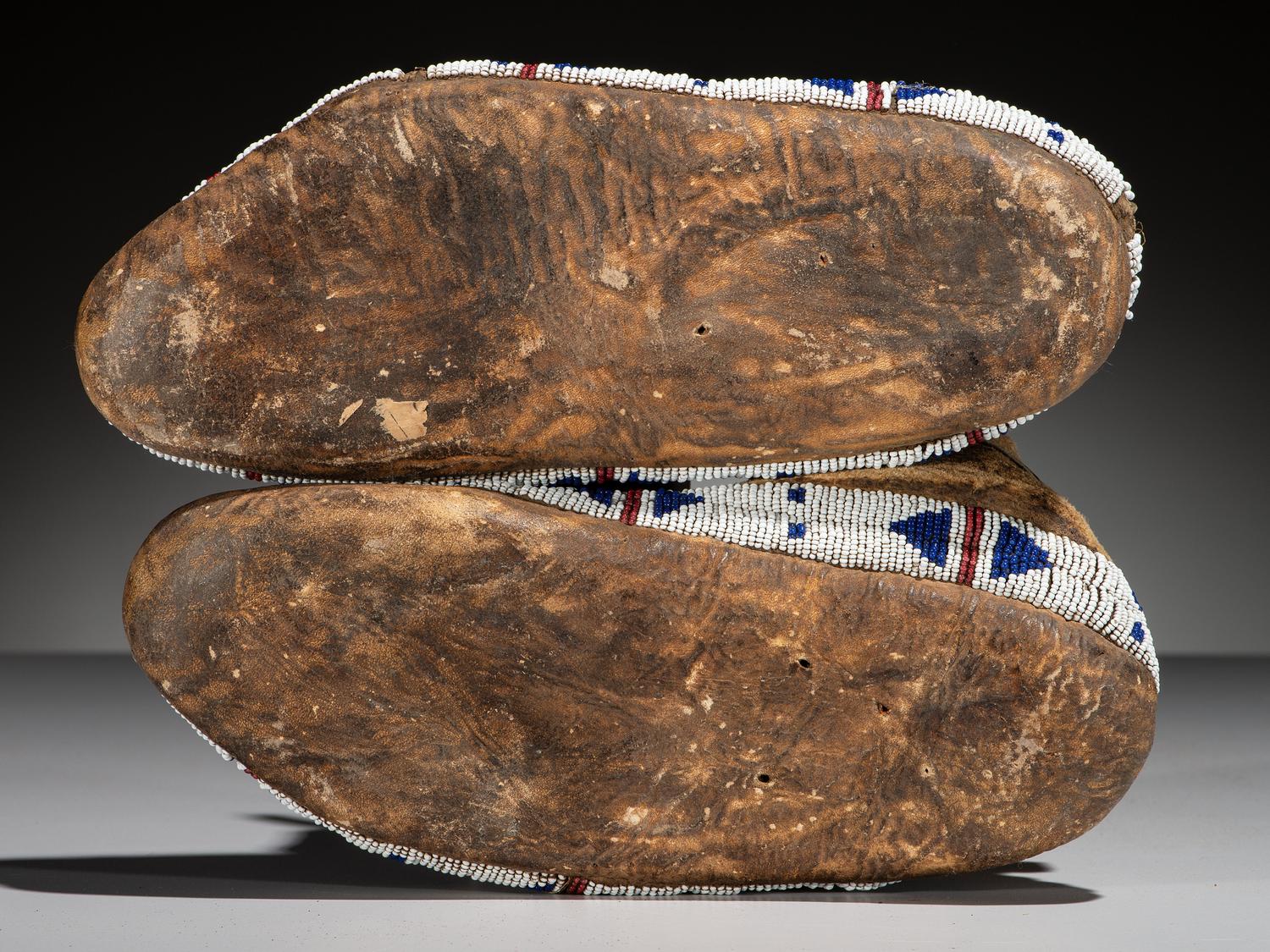 Ute Beaded Buffalo Hide Moccasins