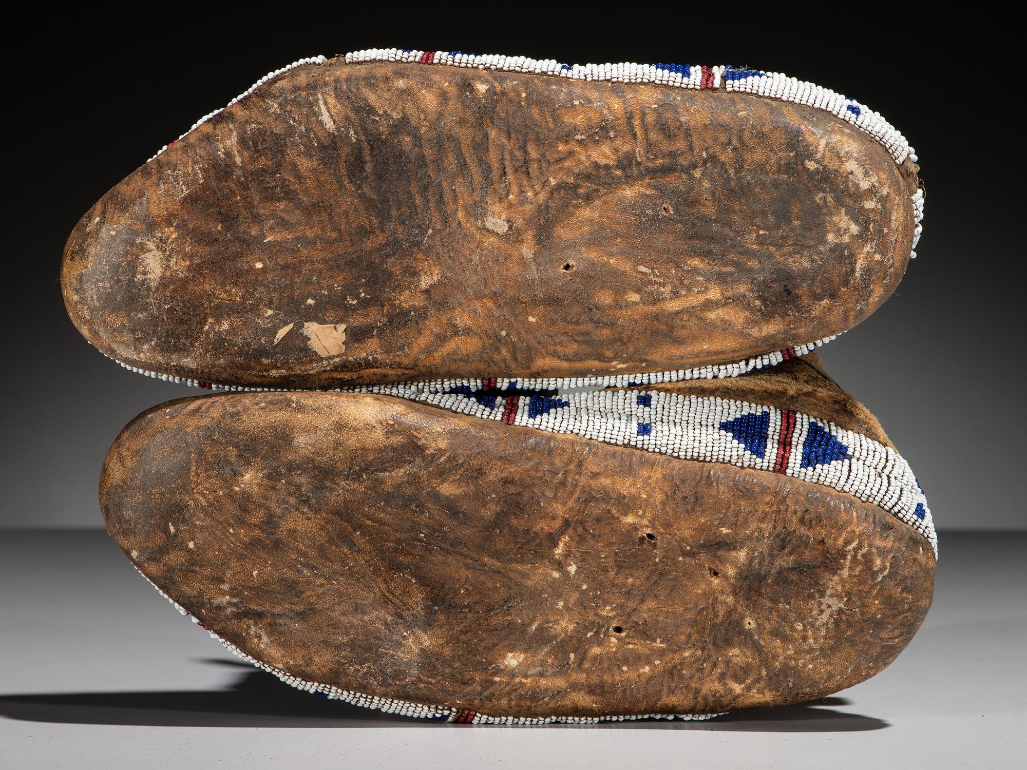 Ute Beaded Buffalo Hide Moccasins